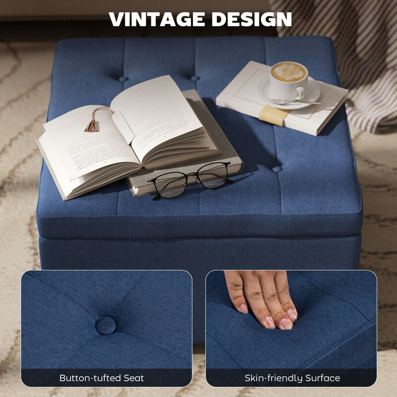 Hivvago Button Tufted Round Ottoman with Storage image number 4