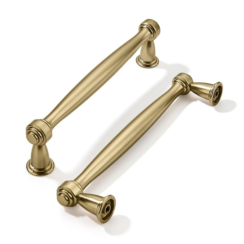 khtumeware 6 Pack 5 Inch(128mm) Brushed Brass Cabinet Pulls, Brushed Gold Kitchen Cabinet Handles Gold Kitchen Cabinet Hardware