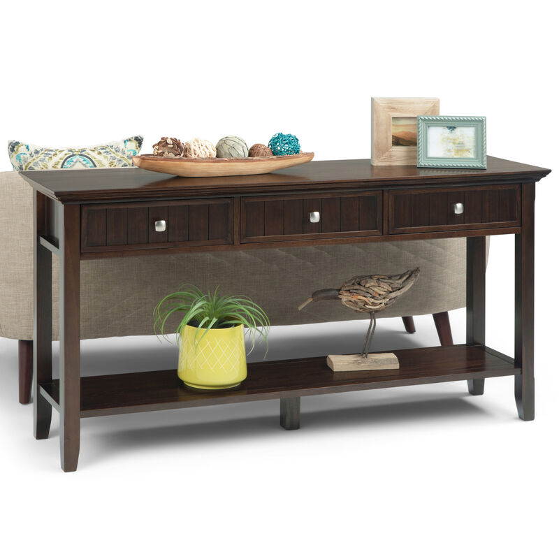Acadian 60 inch Wide Solid Wood Wide Console Sofa Table in Brunette Brown image number 1