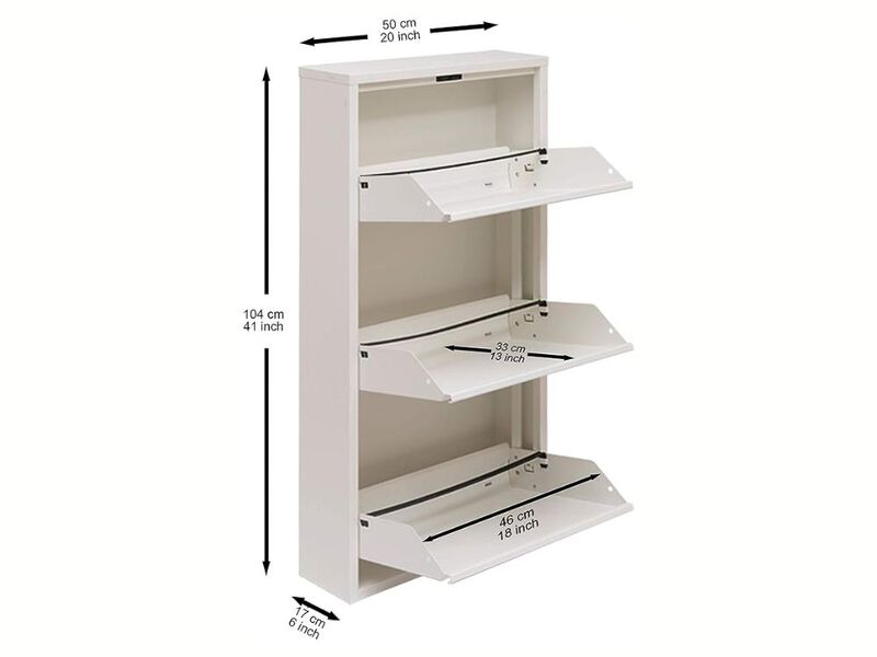Shoe Storage Cabinet 4 Tier 4 Drawer White Modern image number 2