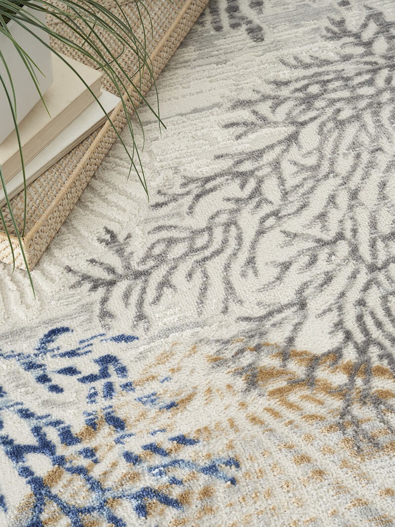 Seaside SDS04 Ivory/Gray/Blue 7'10" x Square Rug