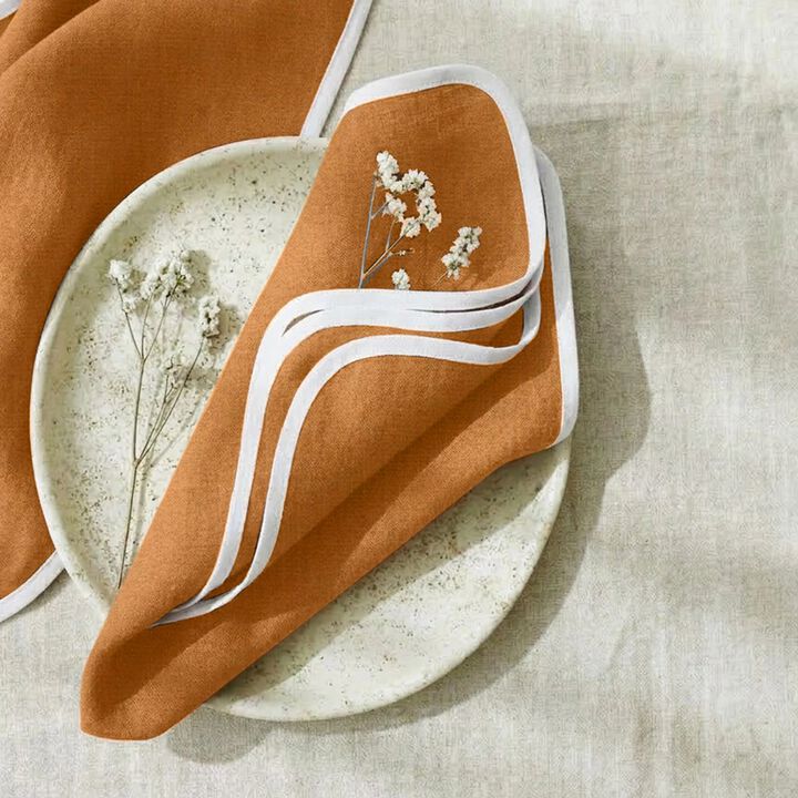 Linen Dinner Napkins Set of 4 for Dining Table Decor, 20 x 20 Inch - Kensington