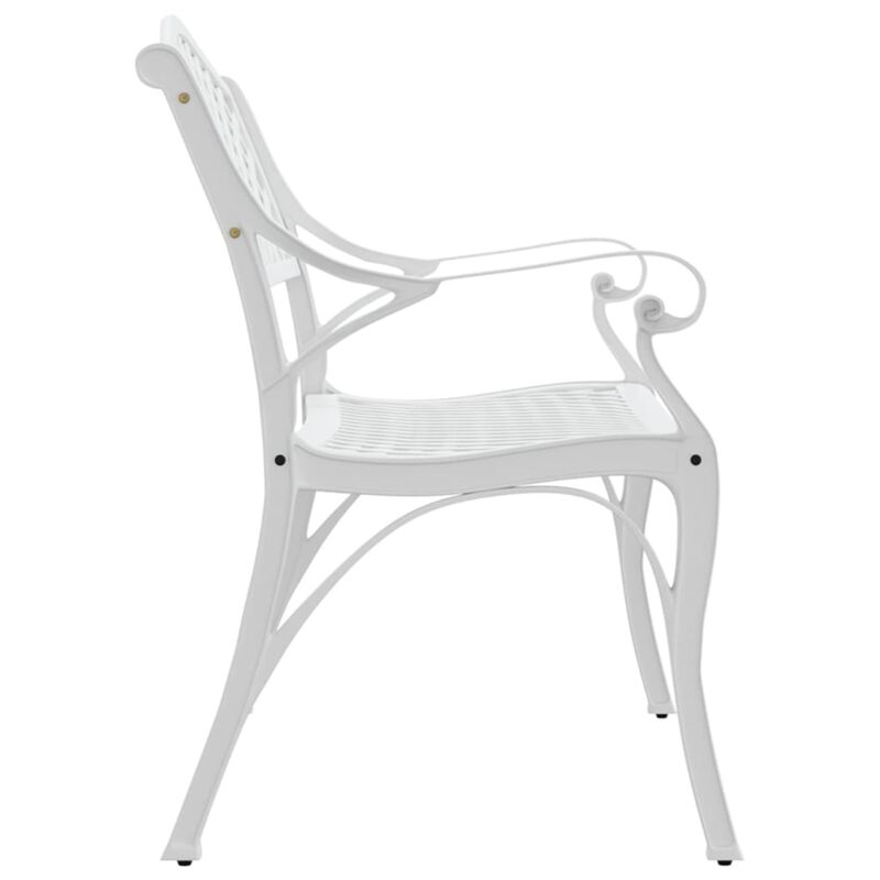 vidaXL Patio Bench - Outdoors, Weather-Resistant Cast Aluminum and Iron-Constructed Garden Bench, Easy to Assemble White Colored Seating for Patio, 40.2in