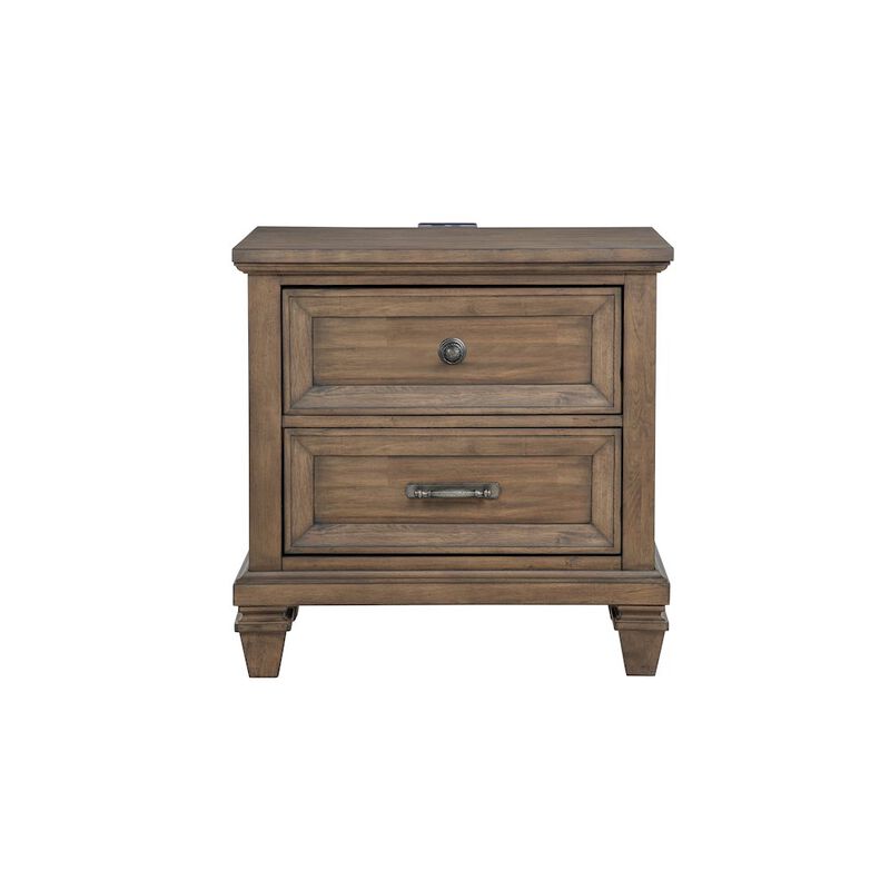 New Classic Furniture Mariana Wood 2-Drawer Nightstand, Vintage Mocha