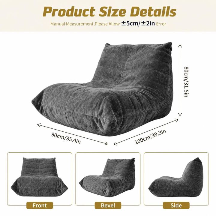 GOODSILO Ergonomic Bean Bag Chair with 5-Way Targeted Body Support for Reading, Working and Relaxing in Home Living Spaces
