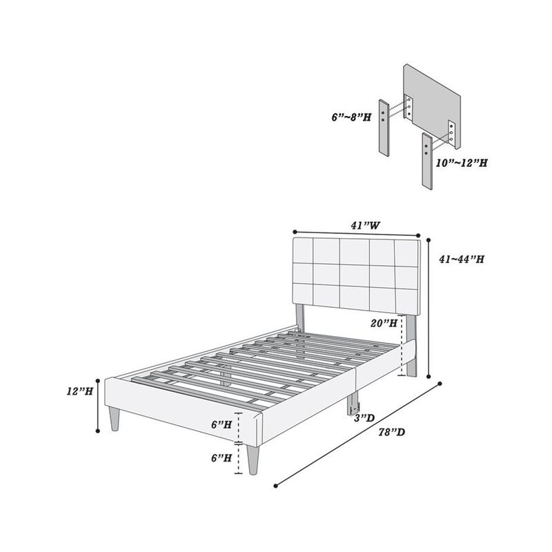 Lilian Twin Bed, Tufted Pink Linen Upholstery, Biscuit Tufted Stitch - Benzara