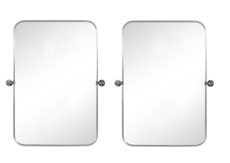 HomeRoots Set of Two 32" Silver Metal Framed Accent Mirrors image number 2