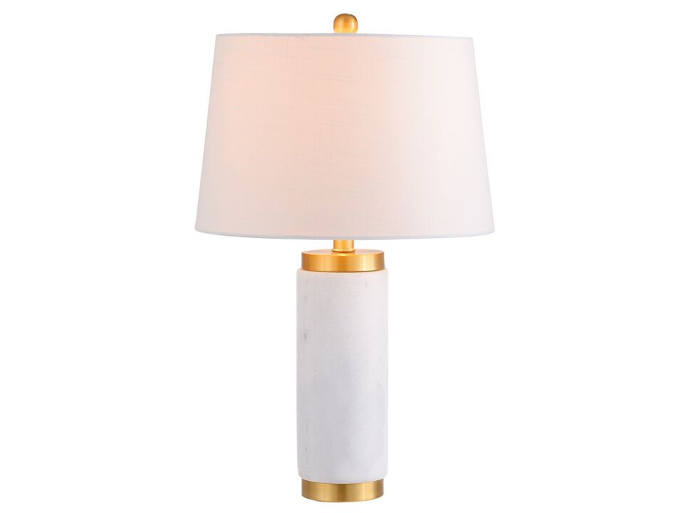 Adams 23" Marble LED Table Lamp, White/Brass