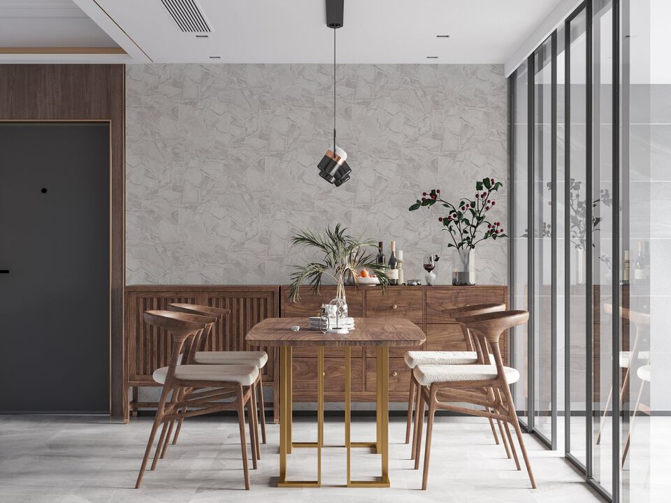 The Bricks And More Petrified Paradise Motif White Wallpaper BB51139