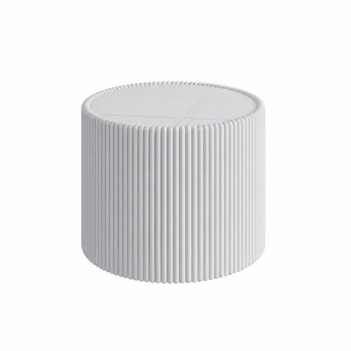 GOODSILO Round Cylinder Sintered Stone Top Modern Coffee Table with Unique Gold Pattern for Living Room and Multi-space Use