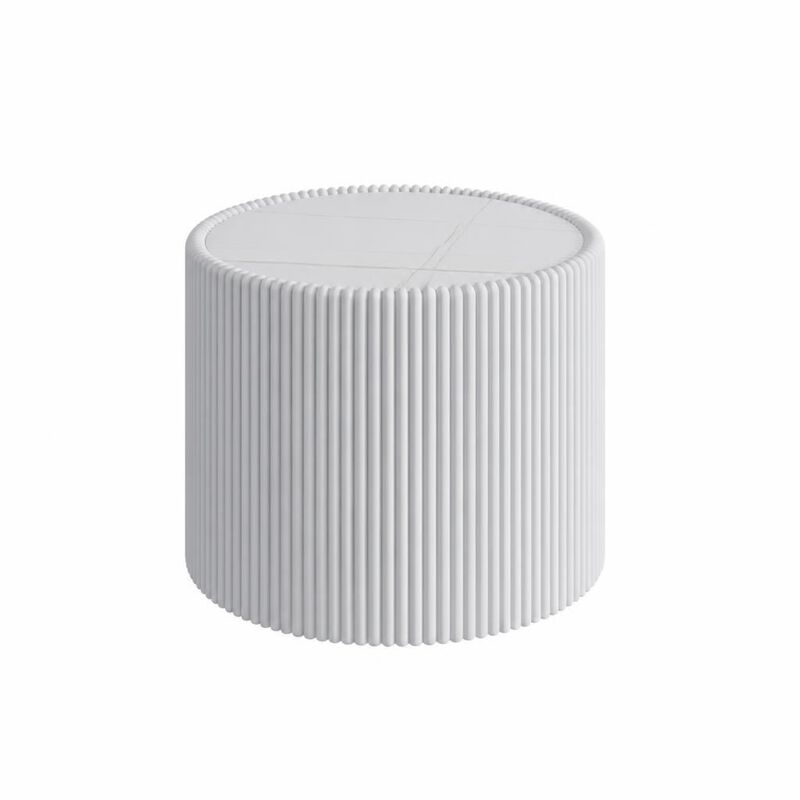 GOODSILO Round Cylinder Sintered Stone Top Modern Coffee Table with Unique Gold Pattern for Living Room and Multi-space Use image number 0
