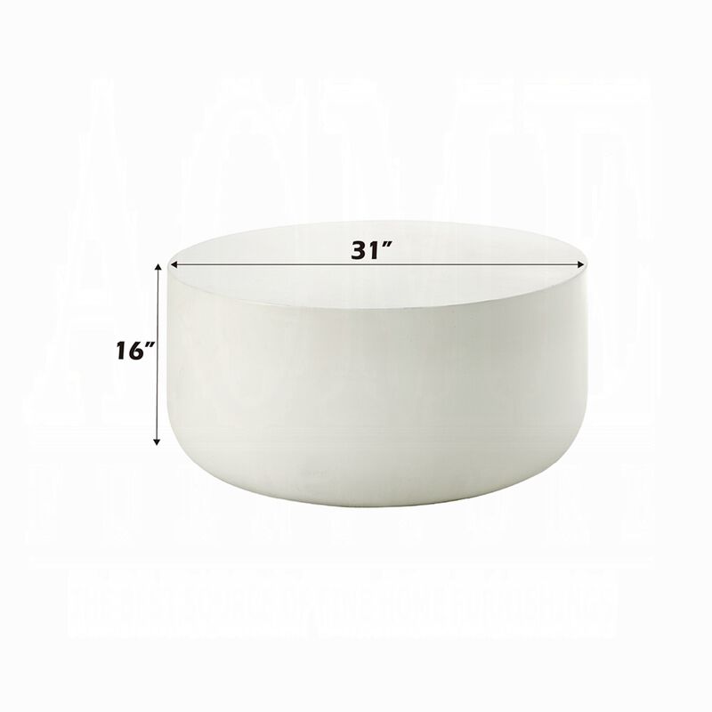 Utan Coffee Table, Modern Natural White Cement Frame, Round 31 Inch