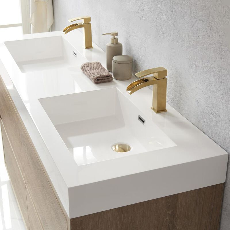 Vinnova Design Double Sink Bath Vanity with White Composite Integral Square Sink Top
