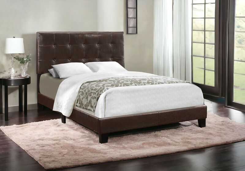 Upholstered Faux Leather Bed with Solid Wood Frame for Lasting Support