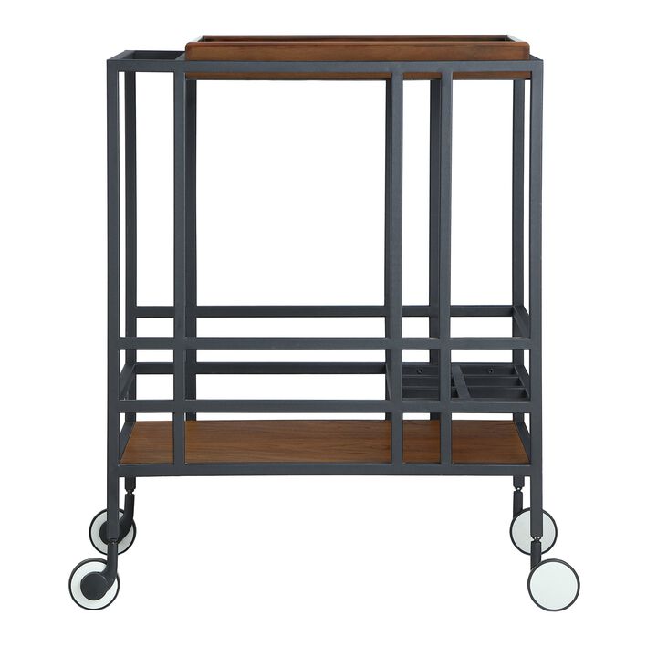 Inspired Home Ron Bar Cart Serving Tray with Caster