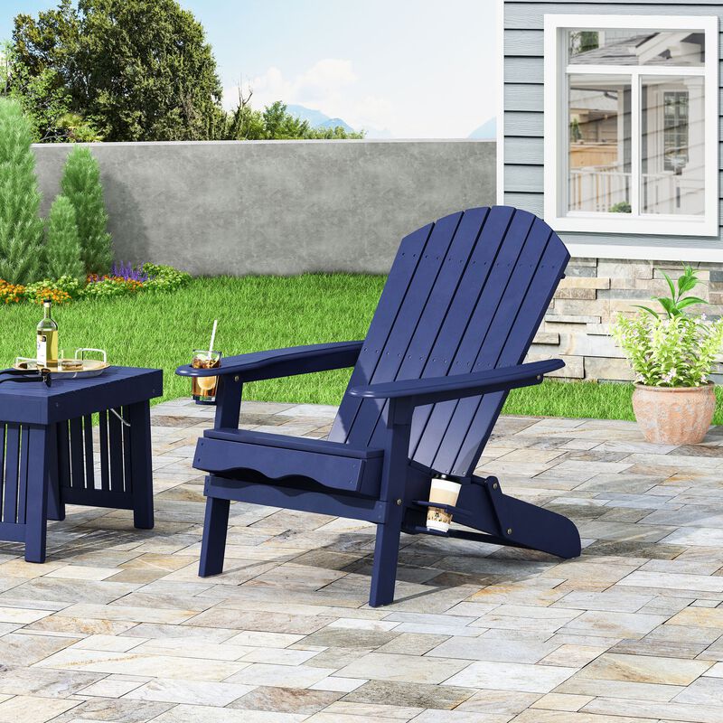 Hivvago Foldable Patio Adirondack Chair with 2 Cup Holders image number 1