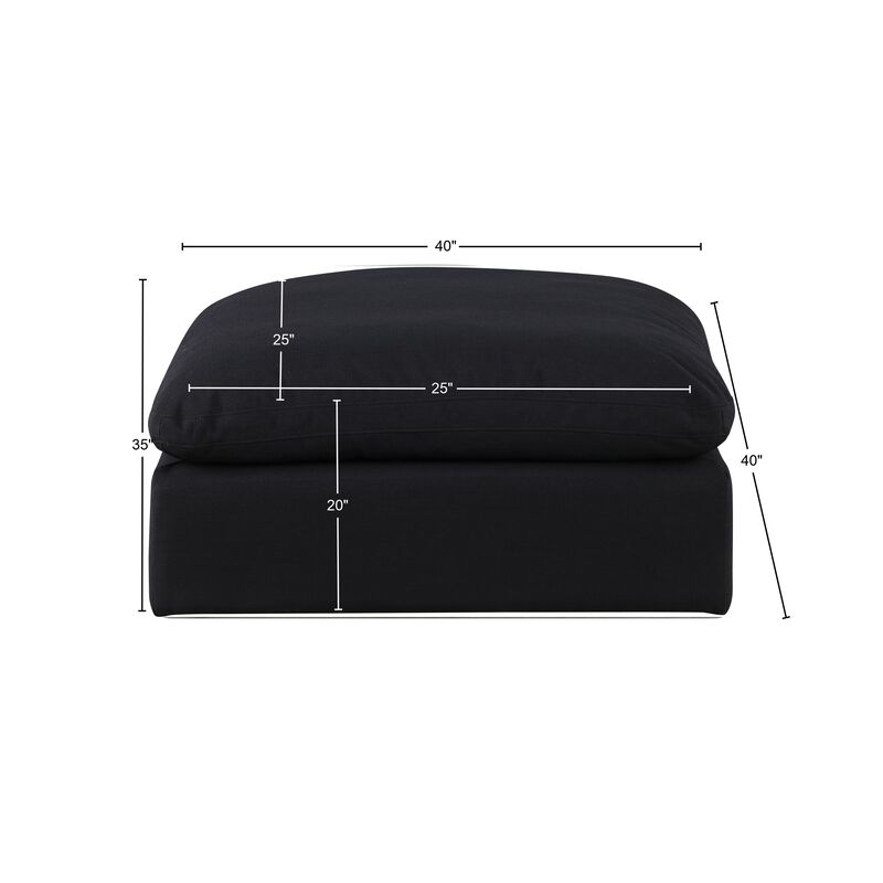 Meridian Furniture Comfy Black Linen Textured Fabric Modular Ottoman image number 4