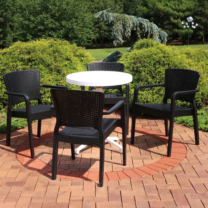 Sunnydaze Segonia Plastic 5-Piece Patio Dining Table and Chairs - Black