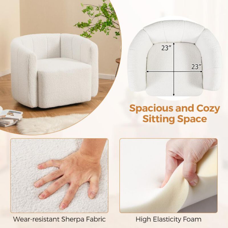 Hivvago Modern Upholstered Sherpa Accent Chair with Curved Backrest and Armrests