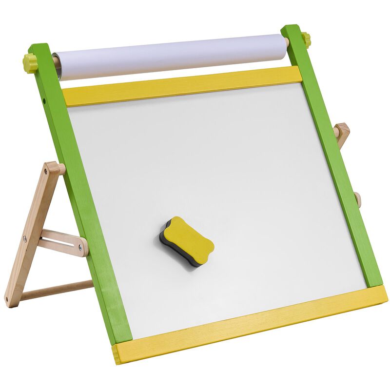 3-in-1 Wooden Kids Tabletop Art Easel with Magnetic Board, Chalkboard and Paper Roll image number 7