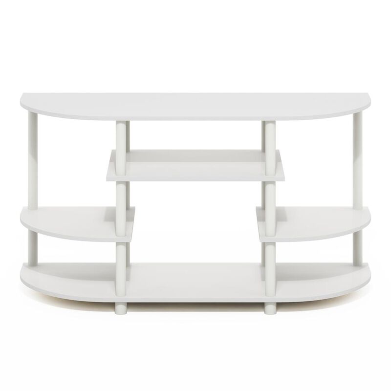 JAYA Simple Design Corner TV Stand, White/White