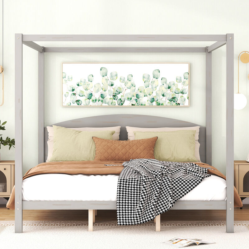 Merax Canopy Platform Bed with Headboard