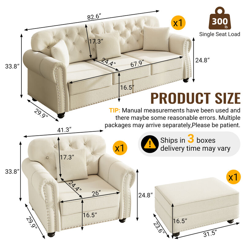 Upholstered Velvet Sofa 4 Seat image number 4