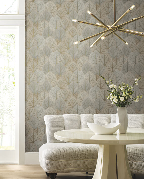 Leaf Concerto Warm Taupe Peel & Stick Wallpaper