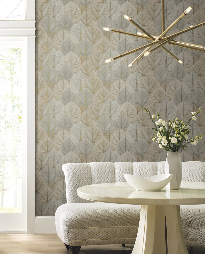 Leaf Concerto Warm Taupe Peel & Stick Wallpaper image number 1