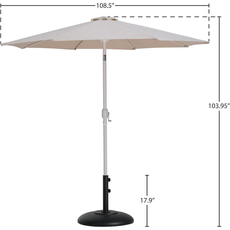 Meridian Furniture Fiji Beige Fabric / Matte Black Aluminum Patio Umbrella with Base Sets