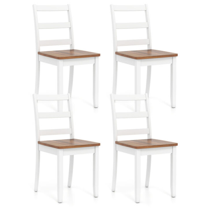 Solid Rubber Wood Dining Chairs Set of 4 Wooden Seating Set