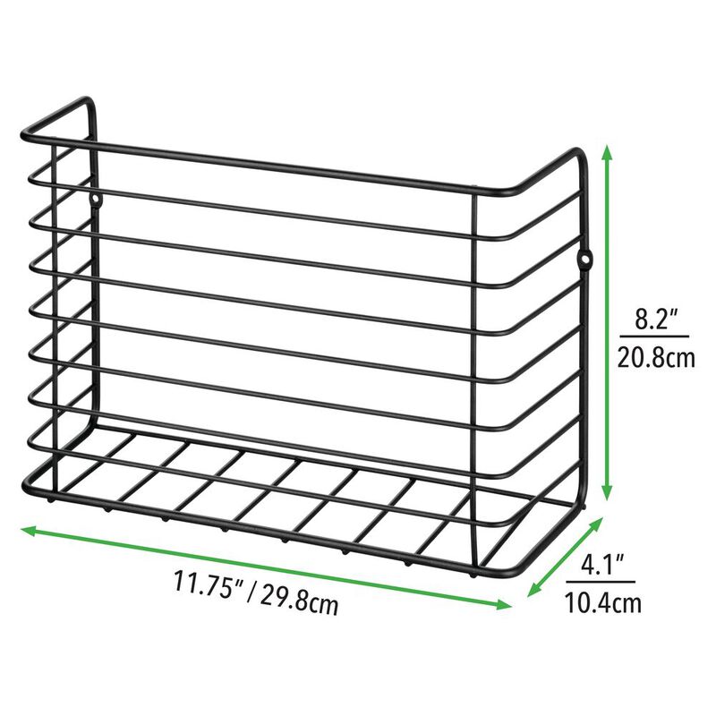 mDesign Steel Wire Wall Mount Kitchen Storage Organizer Basket, 2 Pack, Black image number 8