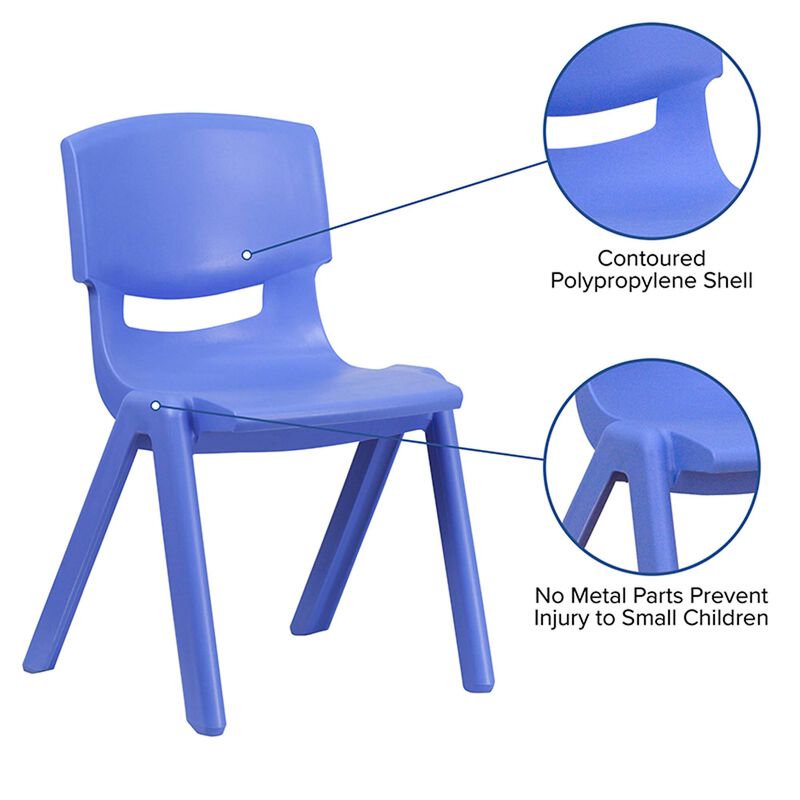 Flash Furniture Whitney 2 Pack Blue Plastic Stackable School Chair with 13.25" Seat Height