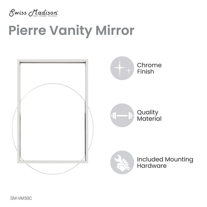 Swiss Madison Pierre 24" x 36" Bathroom Mirror with Frame