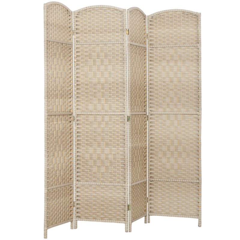 Hivvago 6' Tall Freestanding Wood Privacy Screen with 4 Panels image number 0