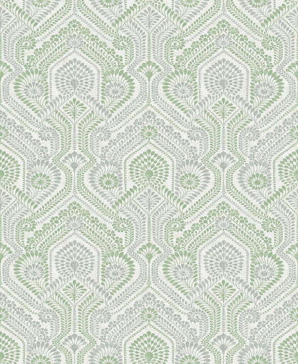 Fernback Green Ornate Botanical Wallpaper