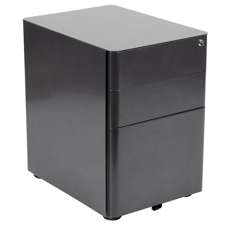 Flash Furniture 3-Drawer Mobile Locking Filing Cabinet with Anti-Tilt Mechanism, Black