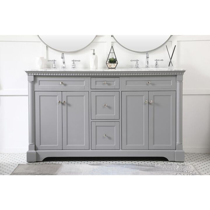 Elegant Kitchen and Bath 60 inch double bathroom vanity in Grey