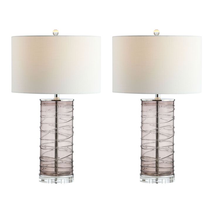 Cole Modern Fused Glass Cylinder LED Table Lamp (Set of 2)