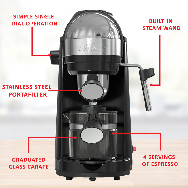 Brentwood GA-135BK Espresso and Cappuccino Maker in Black image number 6
