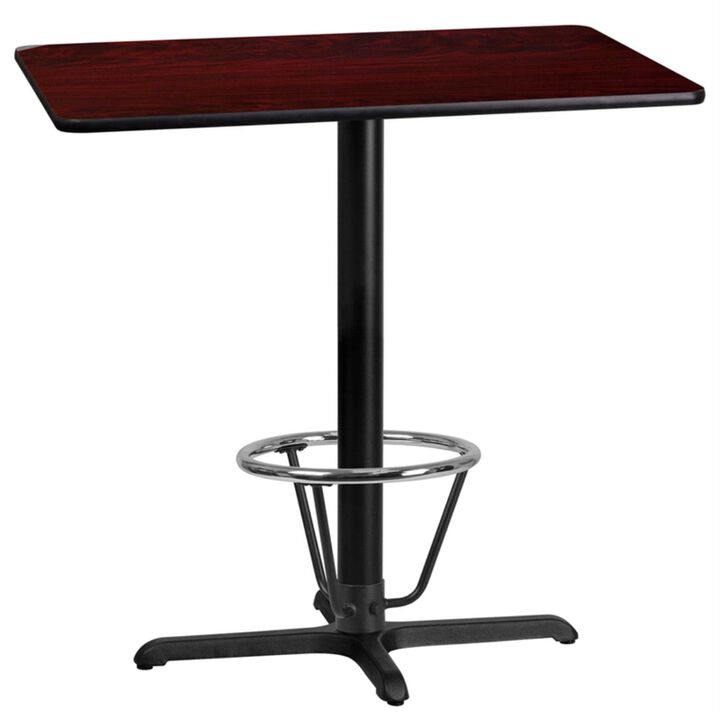Flash Furniture Stiles 24'' x 42'' Rectangular Mahogany Laminate Table Top with 23.5'' x 29.5'' Bar Height Table Base and Foot Ring