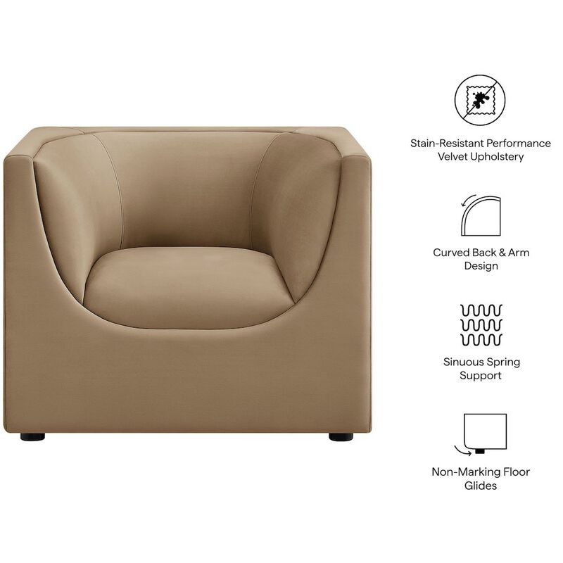 Hilda Curved Back Performance Velvet Armchair image number 1