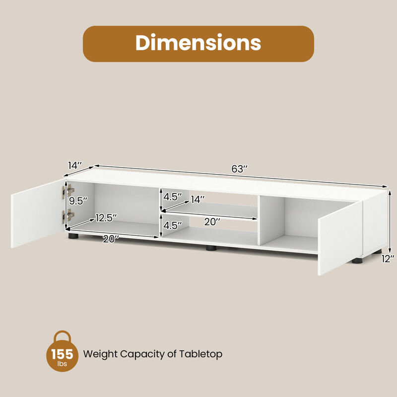 Modern TV Stand Entertainment Center with 2 Doors and Open Storage Shelves image number 2