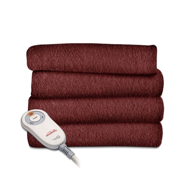 Hivvago Garnet Red Soft Warm Fleece Electric Heated Throw Blanket