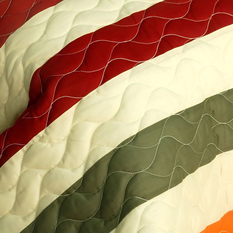 3-Piece Vermicelli Quilted Patchwork Quilt Set Soft Bedding image number 3