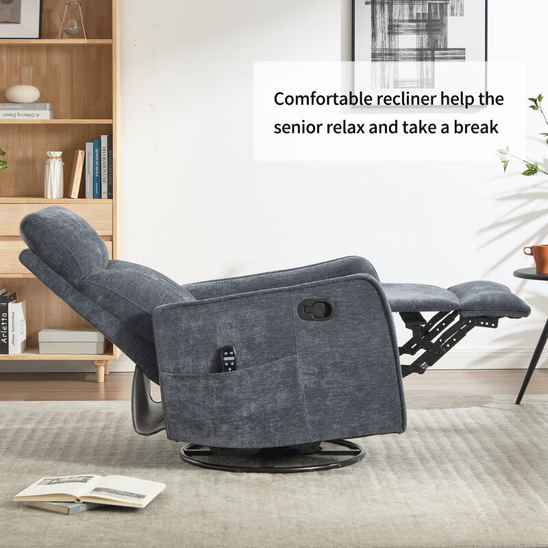 Heat Massage Manual Recliner Chair with Rocker and Swivel in Fabric for Living Room image number 6