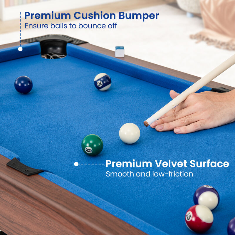 Kids and Adults Wooden Pool Table with Complete Billiard Ball Set image number 5