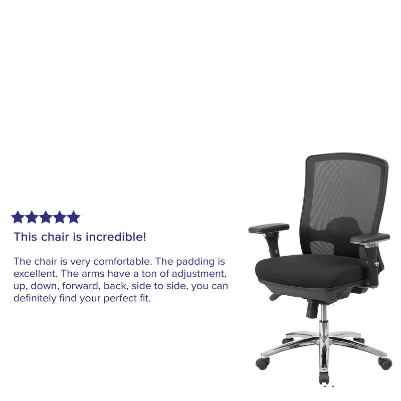 HERCULES Series 24/7 Intensive Use Big & Tall 350 lb. Rated Black Mesh Multifunction Swivel Ergonomic Office Chair image number 4