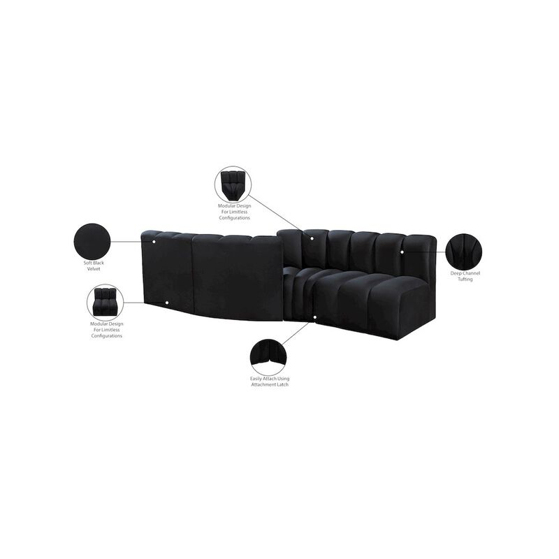 Meridian Furniture Arc Black Velvet Modular Sofa