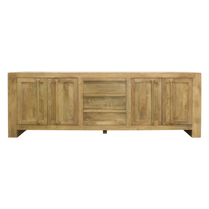 Mid-Century Jaden Sideboard 3 Drawers, 4 Doors in Distressed Natural